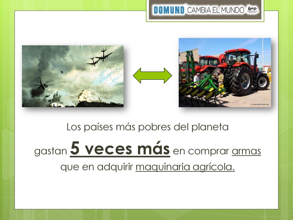 Los países más pobres del planeta gastan 5 veces más en comprar armas que en adquirir maquinaria agrícola.