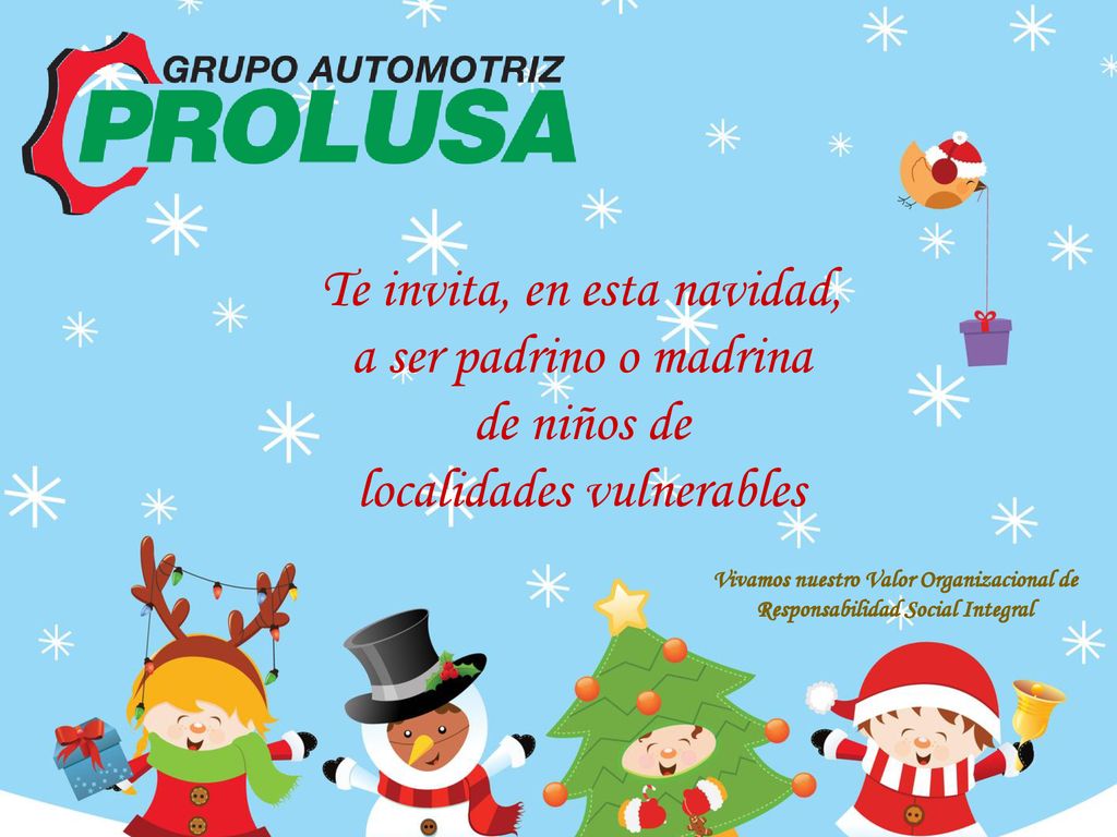 Te invita, en esta navidad, a ser padrino o madrina de niños de