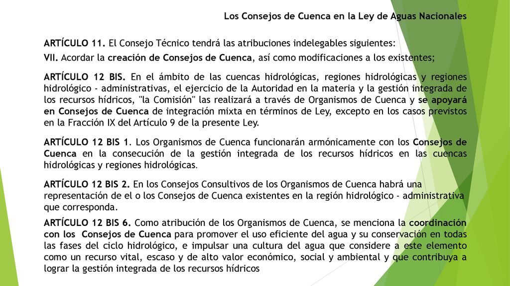 Los Consejos de Cuenca en la Ley de Aguas Nacionales