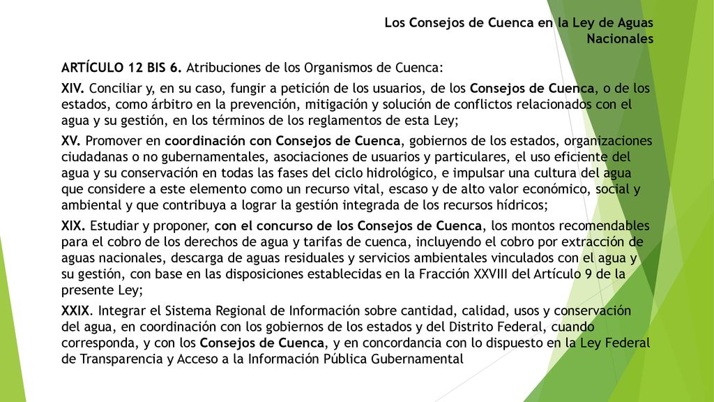 Los Consejos de Cuenca en la Ley de Aguas Nacionales