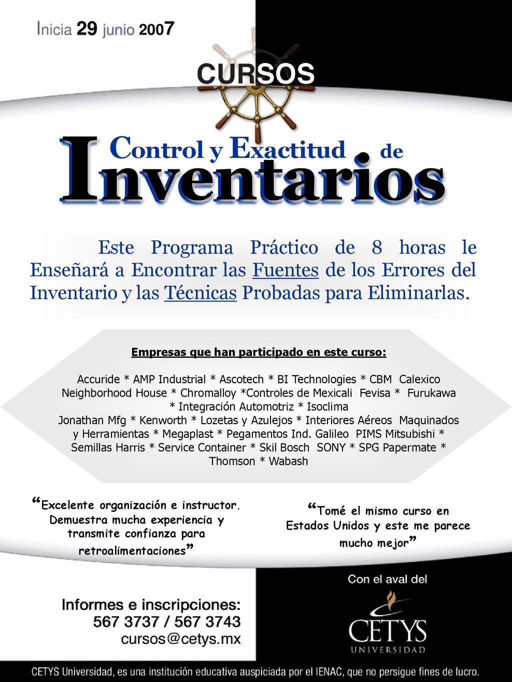 Este Programa Práctico de 8 horas le Enseñará a Encontrar las Fuentes de los Errores del Inventario y las Técnicas Probadas para Eliminarlas.
