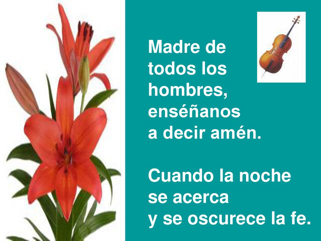 Madre de todos los hombres, enséñanos a decir amén. Cuando la noche se acerca y se oscurece la fe.