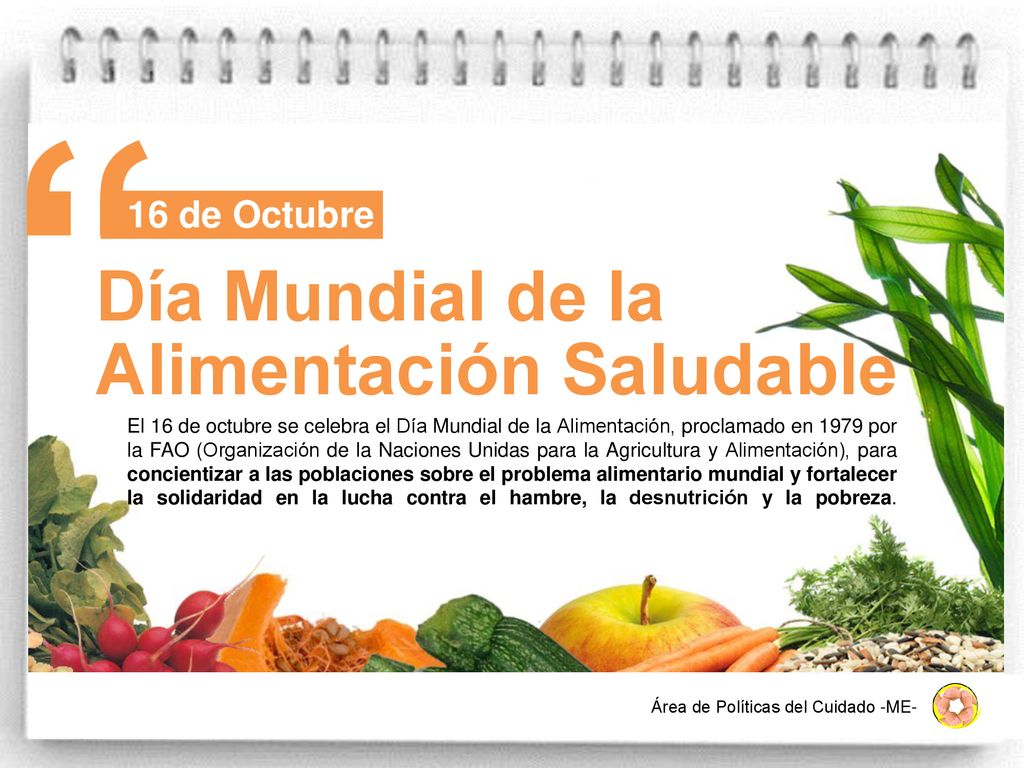 > Alimentación Saludable Día Mundial de la 16 de Octubre