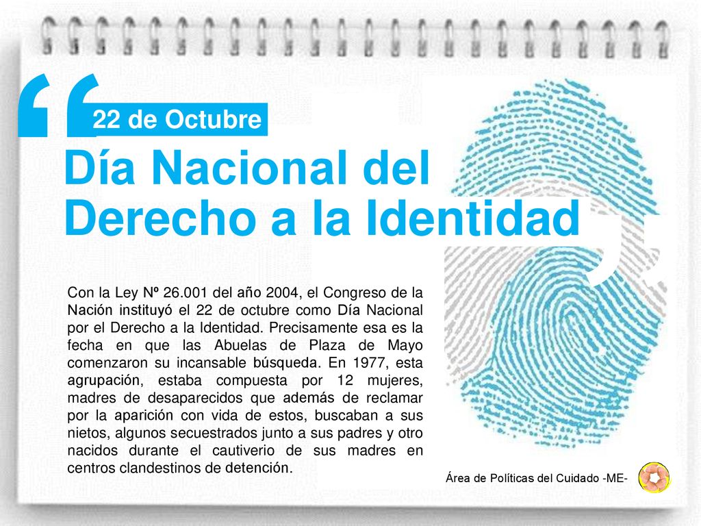 Derecho a la Identidad Día Nacional del 22 de Octubre