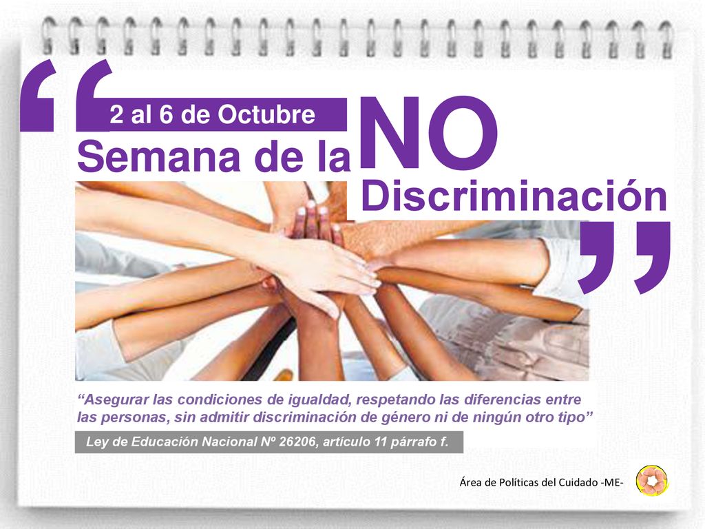 NO Semana de la Discriminación 2 al 6 de Octubre