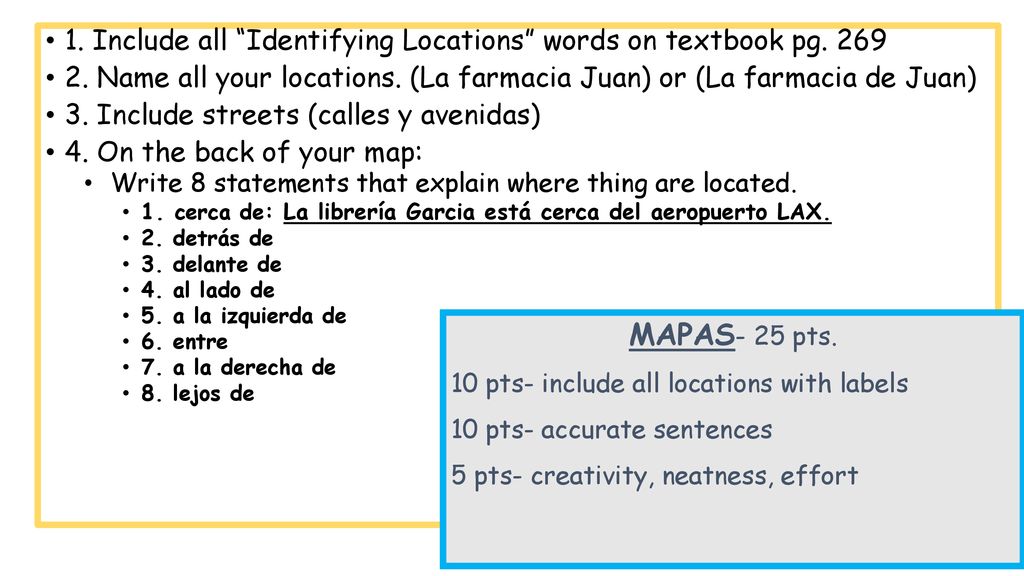 1. Include all Identifying Locations words on textbook pg. 269