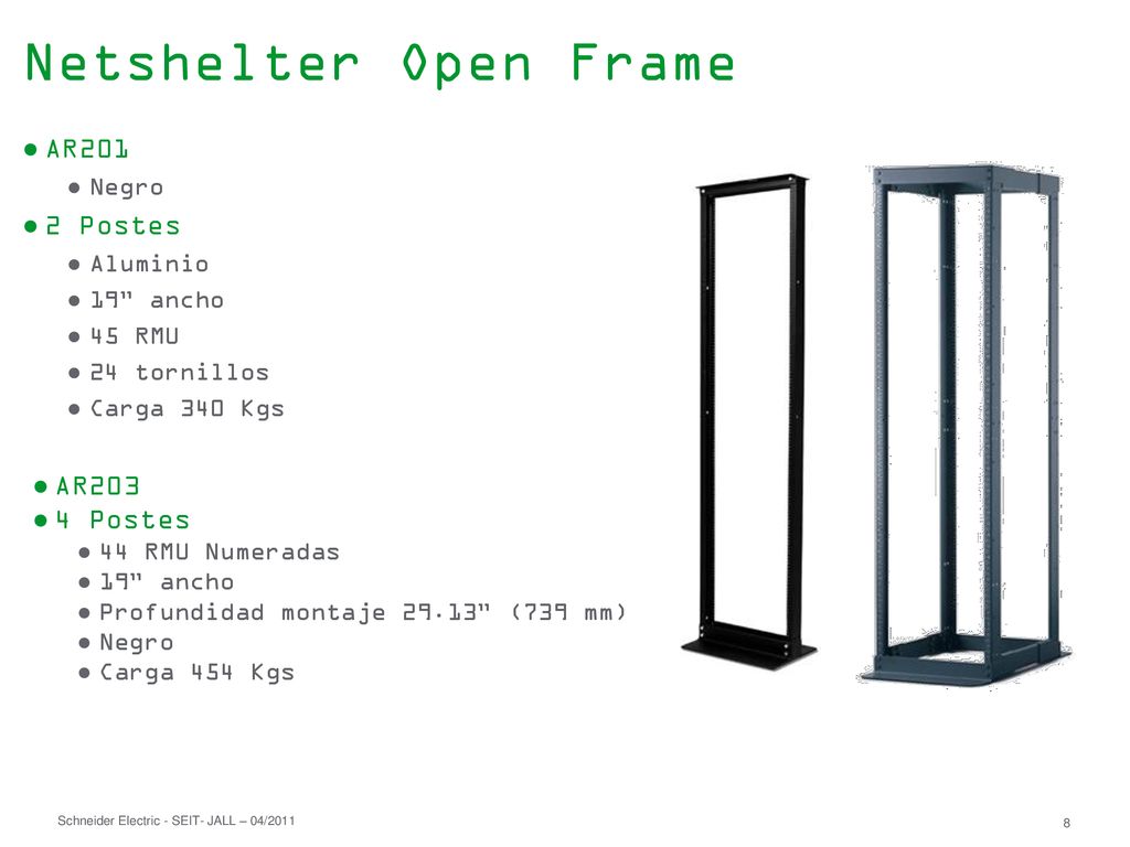 Netshelter Open Frame AR201 2 Postes AR203 4 Postes Negro Aluminio