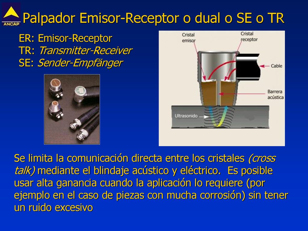Palpador Emisor-Receptor o dual o SE o TR