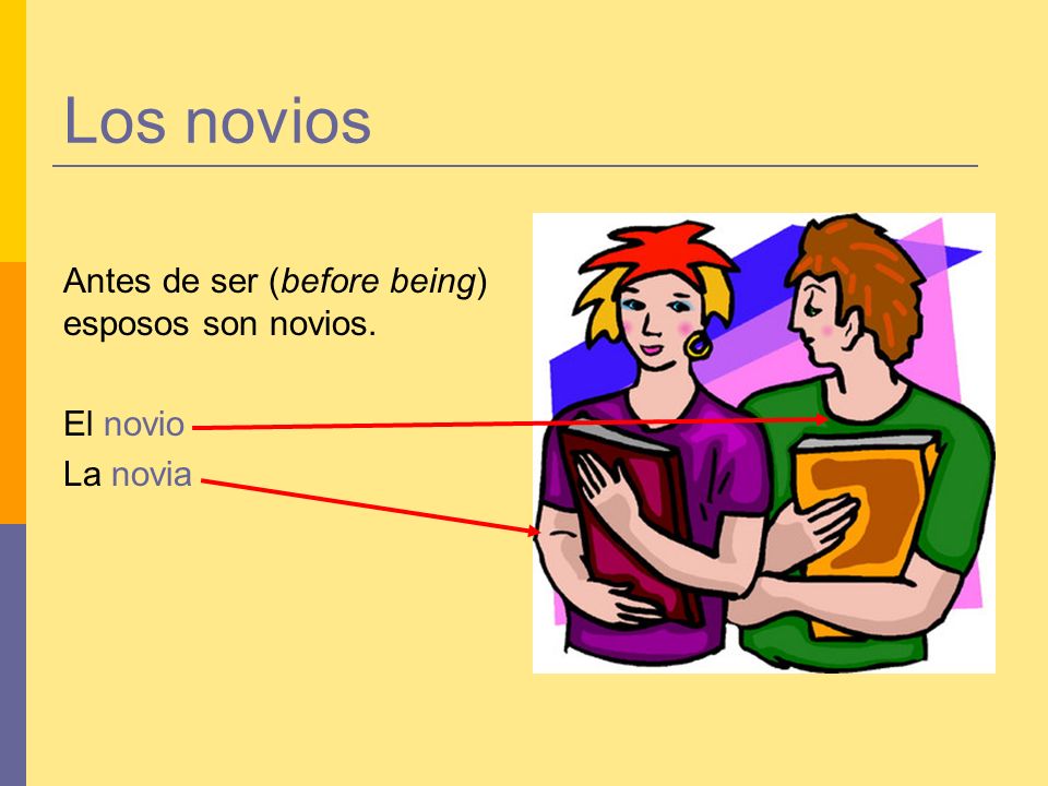 Los novios Antes de ser (before being) esposos son novios. El novio
