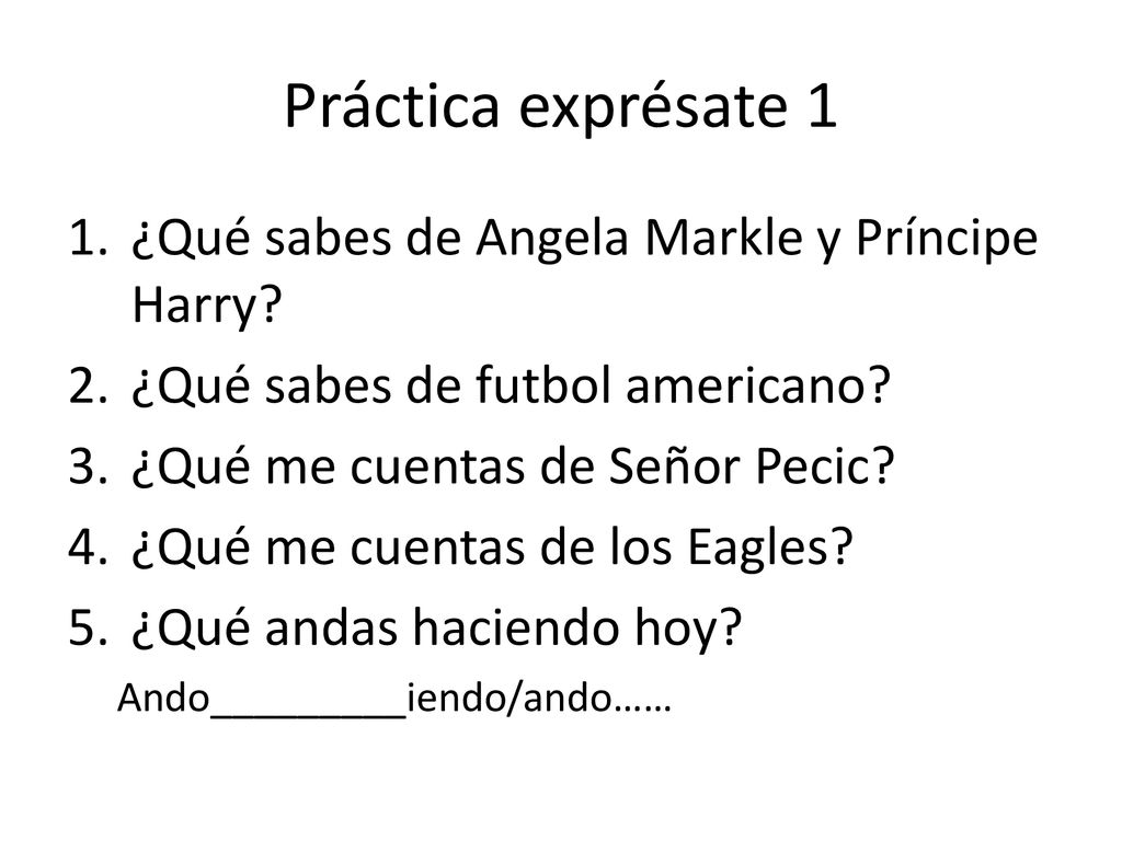 Práctica exprésate 1 ¿Qué sabes de Angela Markle y Príncipe Harry