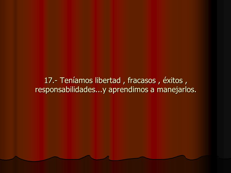 17. - Teníamos libertad , fracasos , éxitos , responsabilidades