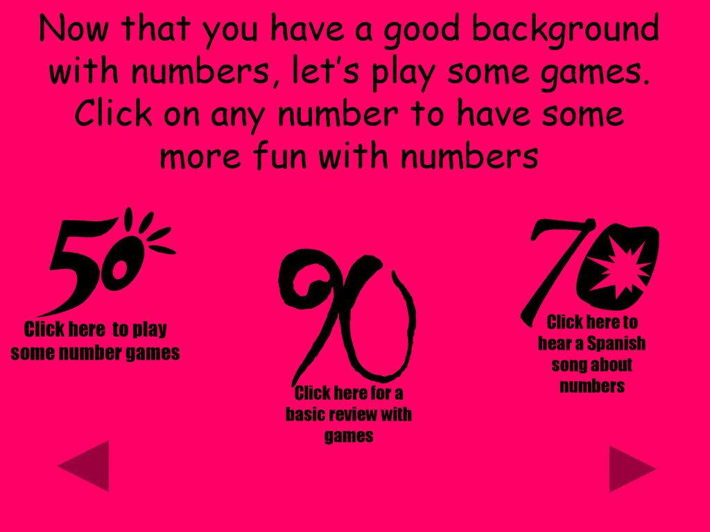 Now that you have a good background with numbers, let’s play some games. Click on any number to have some more fun with numbers