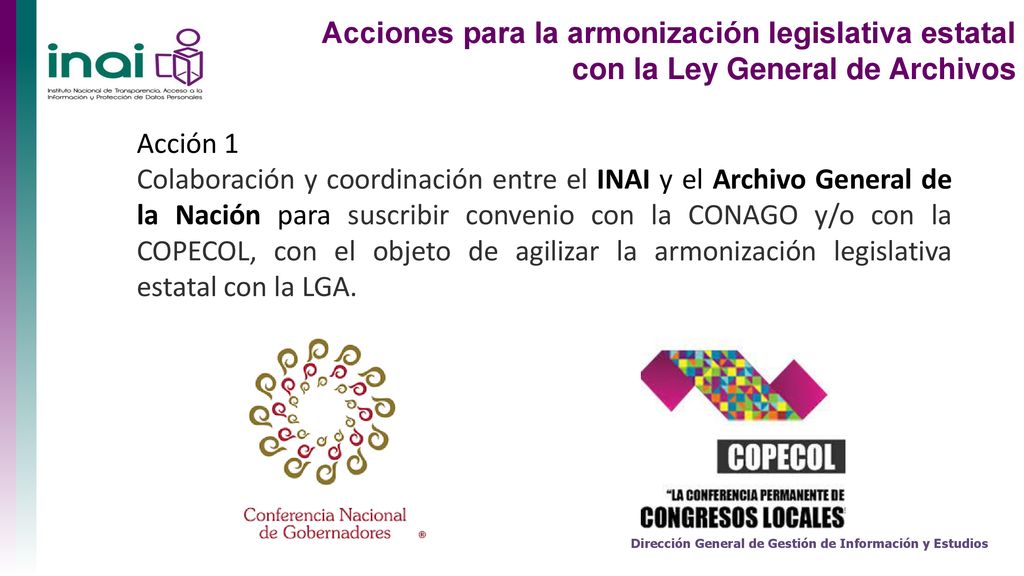 Acciones para la armonización legislativa estatal con la Ley General de Archivos