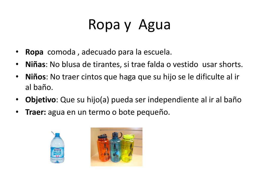 Ropa y Agua Ropa comoda , adecuado para la escuela.