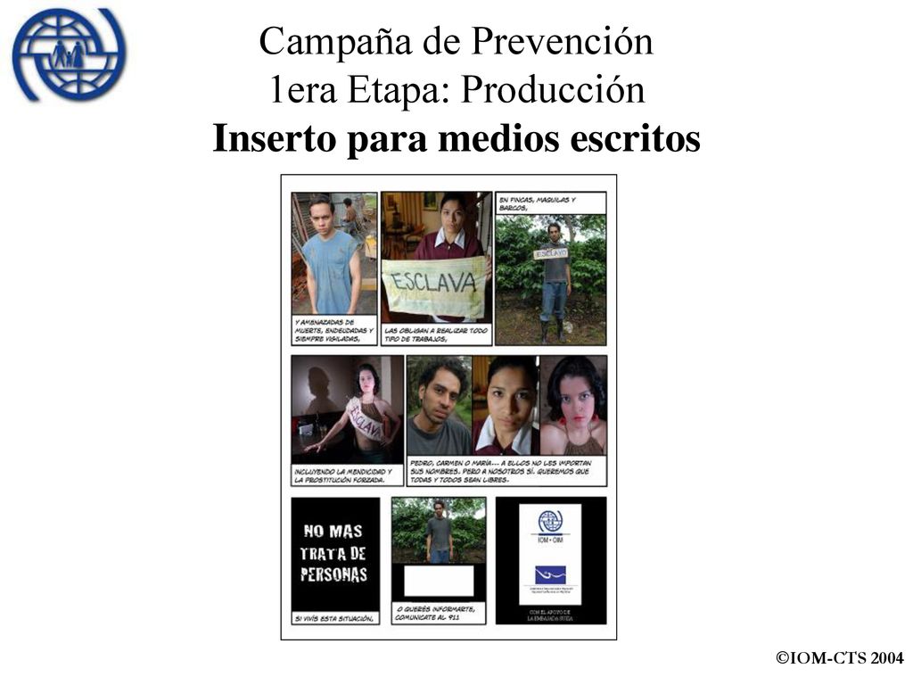 Campaña de Prevención 1era Etapa: Producción Inserto para medios escritos