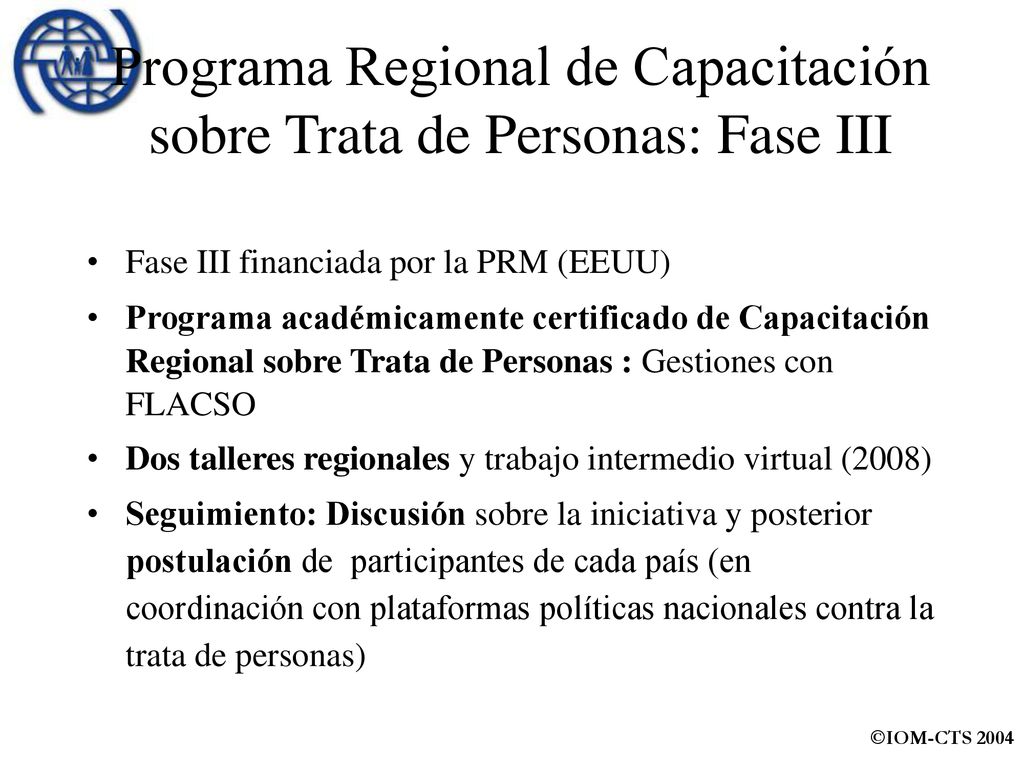 Programa Regional de Capacitación sobre Trata de Personas: Fase III