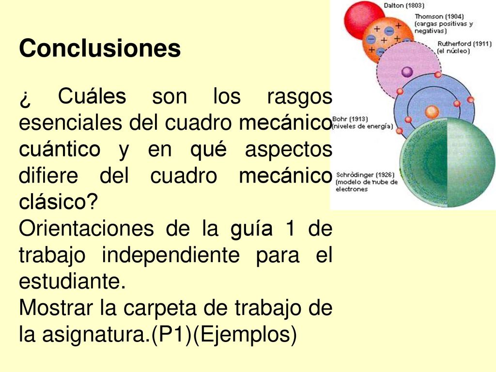 Conclusiones ¿ Cuáles son los rasgos esenciales del cuadro mecánico cuántico y en qué aspectos difiere del cuadro mecánico clásico