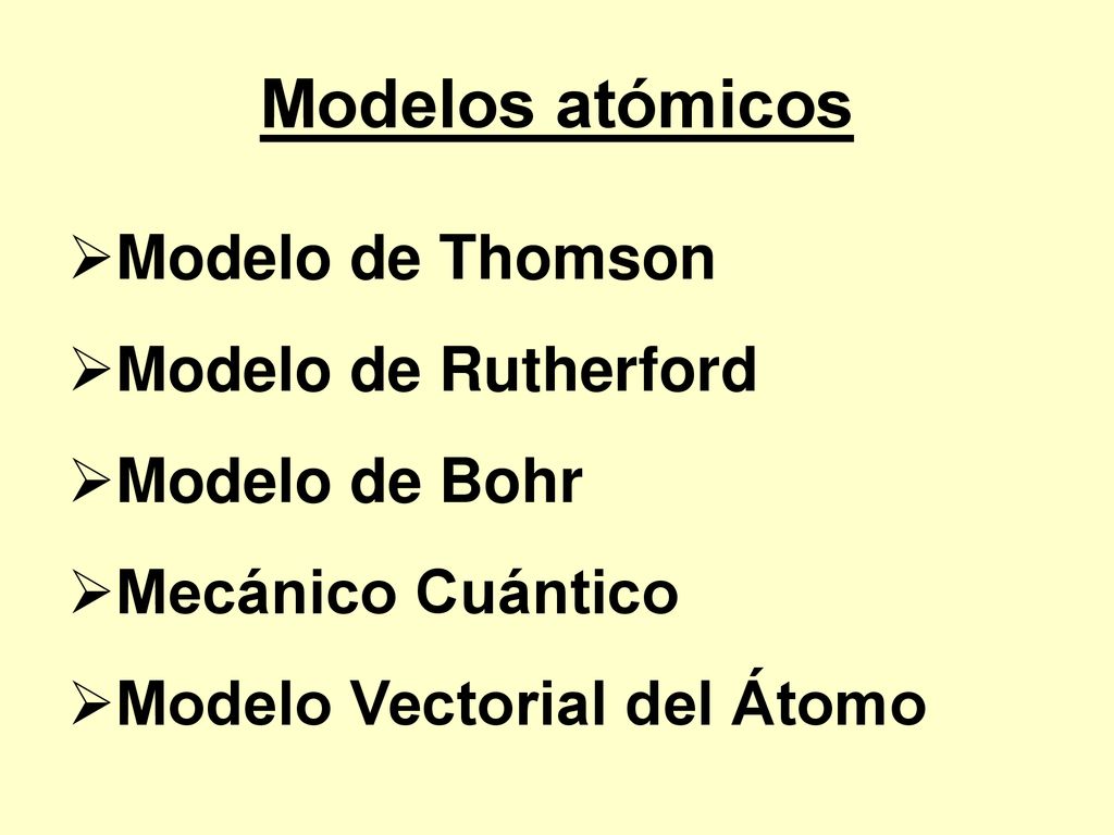 Modelos atómicos Modelo de Thomson Modelo de Rutherford Modelo de Bohr