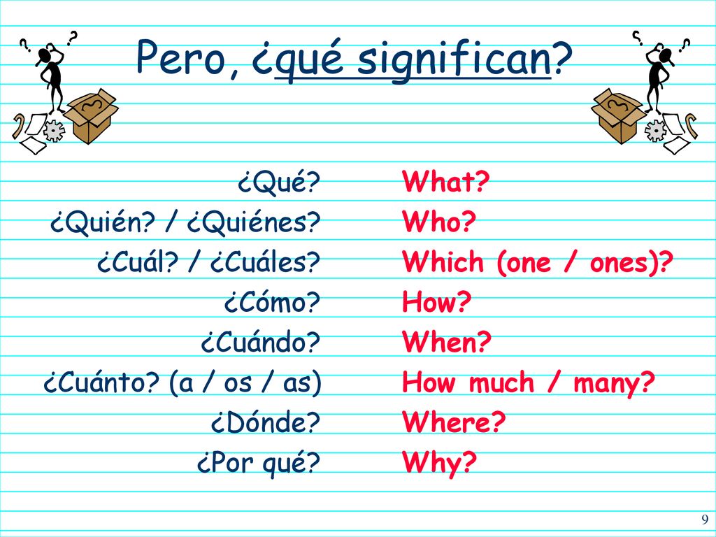 Pero, ¿qué significan ¿Qué ¿Quién / ¿Quiénes ¿Cuál / ¿Cuáles
