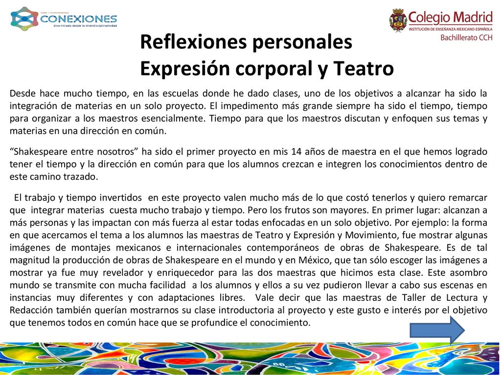 Reflexiones personales Expresión corporal y Teatro