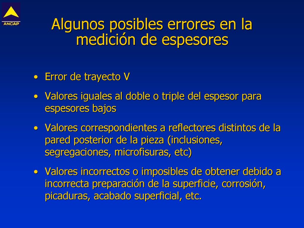 Algunos posibles errores en la medición de espesores