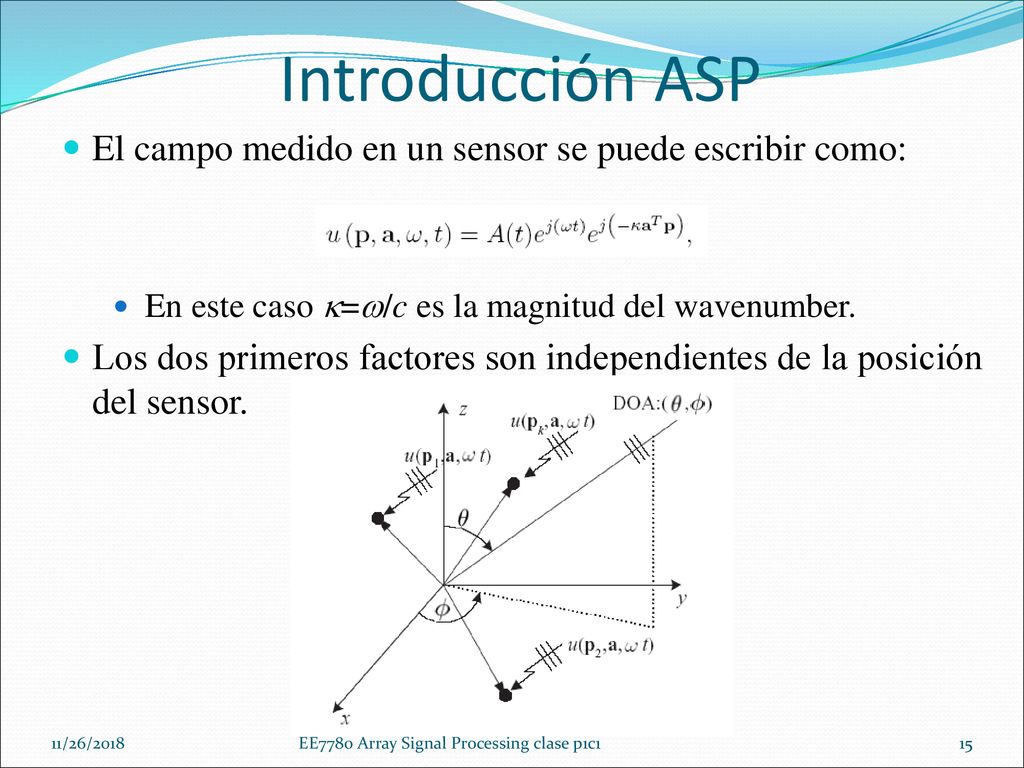 Introducción ASP El campo medido en un sensor se puede escribir como: