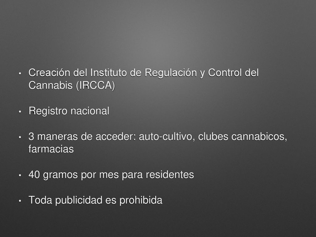 Creación del Instituto de Regulación y Control del Cannabis (IRCCA)