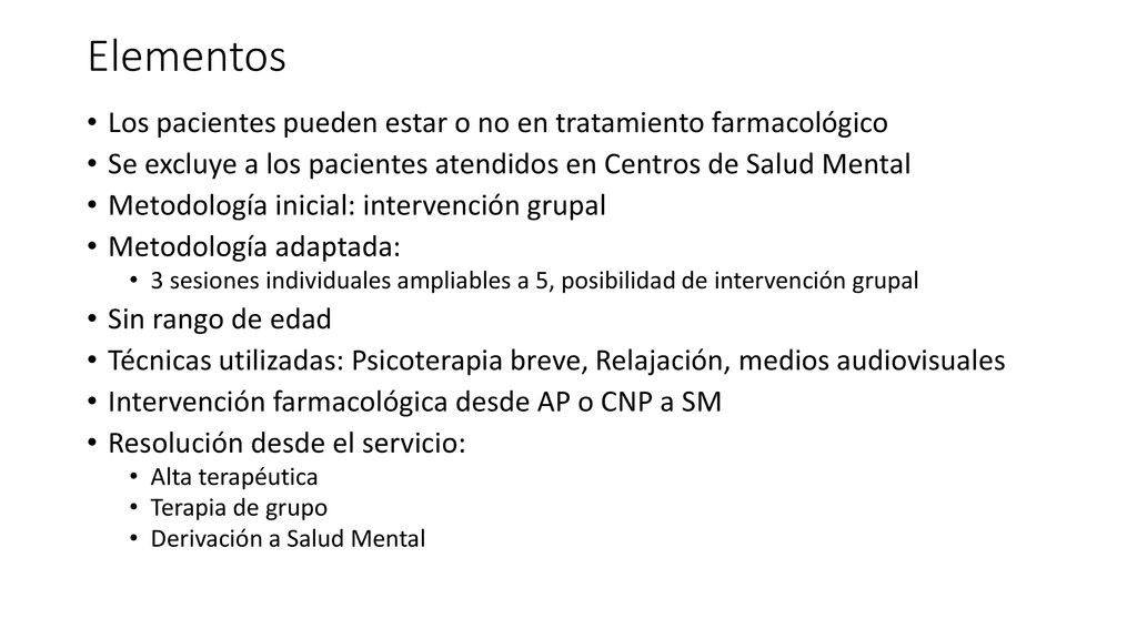 Elementos Los pacientes pueden estar o no en tratamiento farmacológico