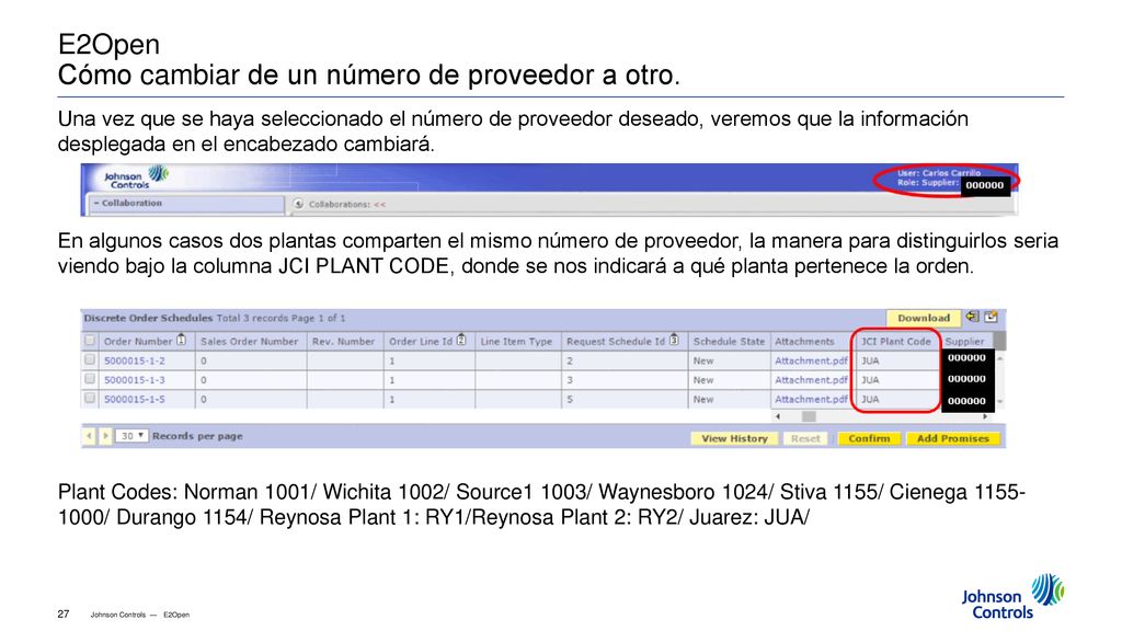 E2Open Cómo cambiar de un número de proveedor a otro.