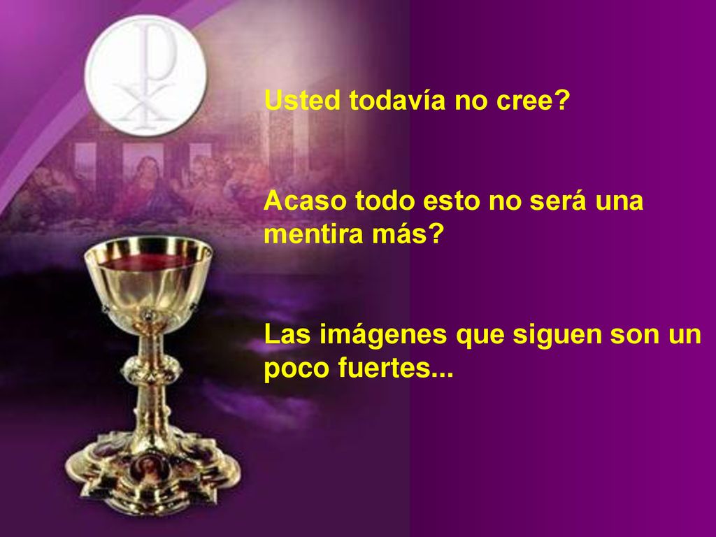Usted todavía no cree. Acaso todo esto no será una mentira más.