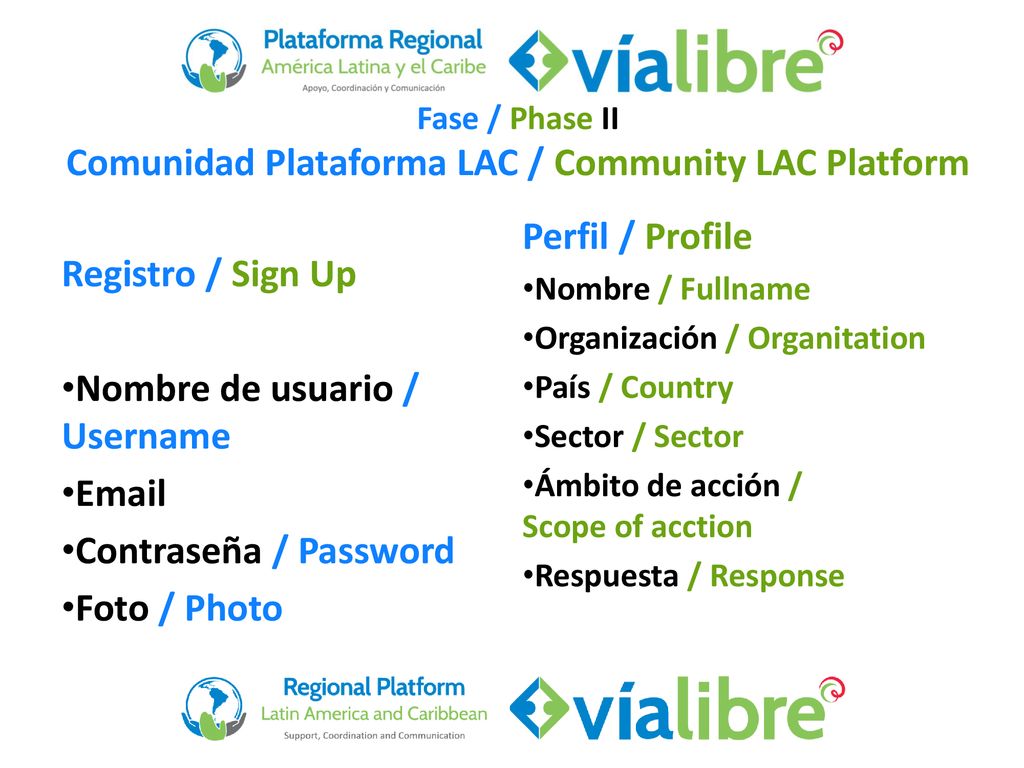 Fase / Phase II Comunidad Plataforma LAC / Community LAC Platform