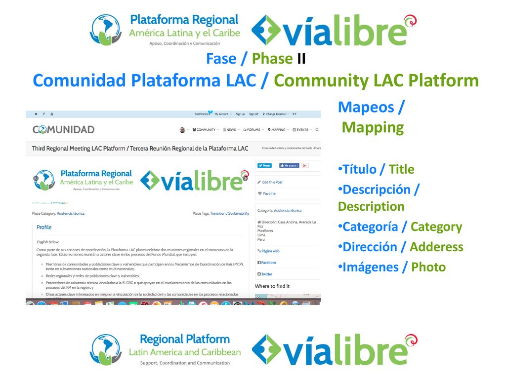 Fase / Phase II Comunidad Plataforma LAC / Community LAC Platform