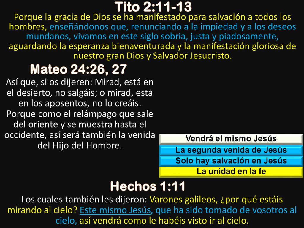 La segunda venida de Jesús Solo hay salvación en Jesús