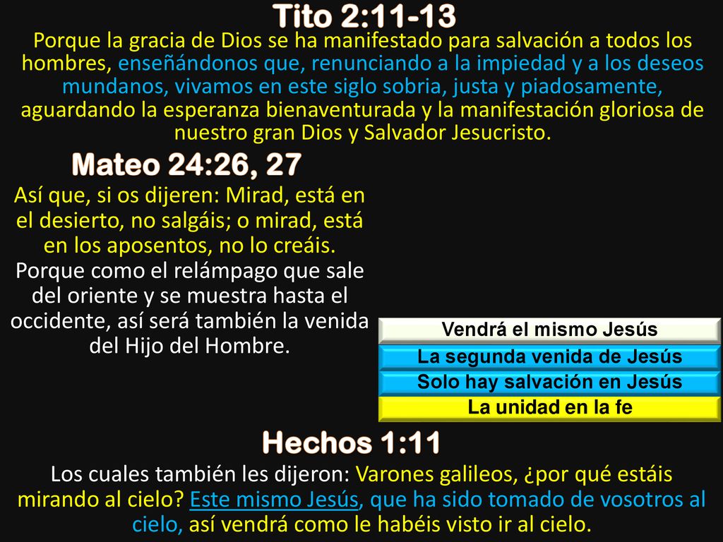 La segunda venida de Jesús Solo hay salvación en Jesús