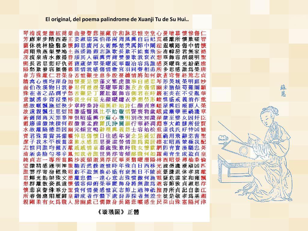 El original, del poema palindrome de Xuanji Tu de Su Hui..