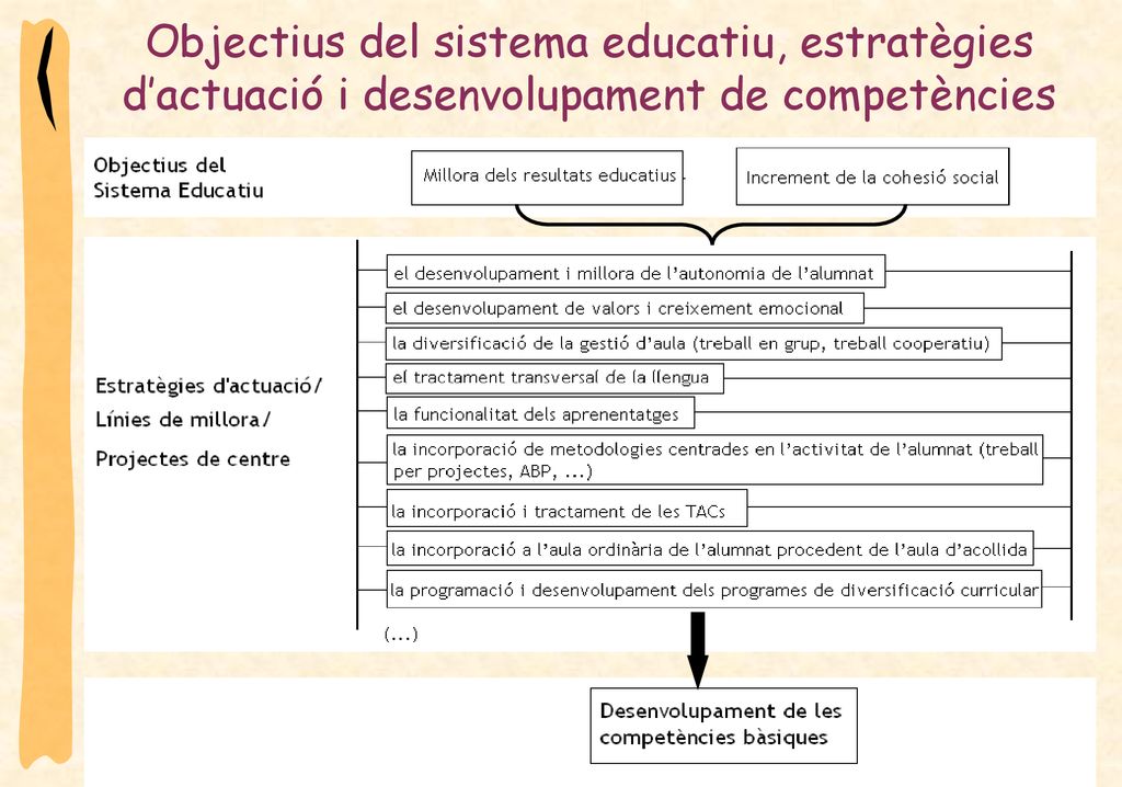 Objectius del sistema educatiu, estratègies d’actuació i desenvolupament de competències