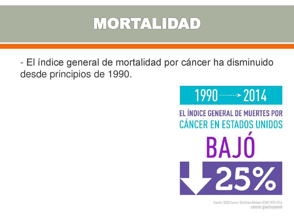 MORTALIDAD - El índice general de mortalidad por cáncer ha disminuido desde principios de 1990.