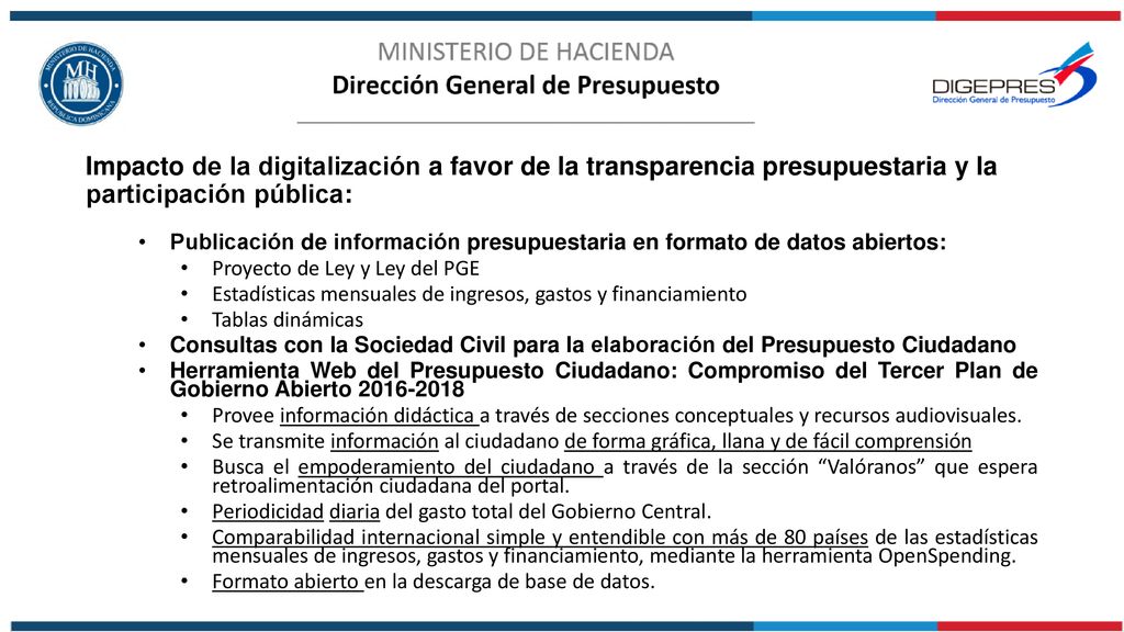 Impacto de la digitalización a favor de la transparencia presupuestaria y la participación pública: