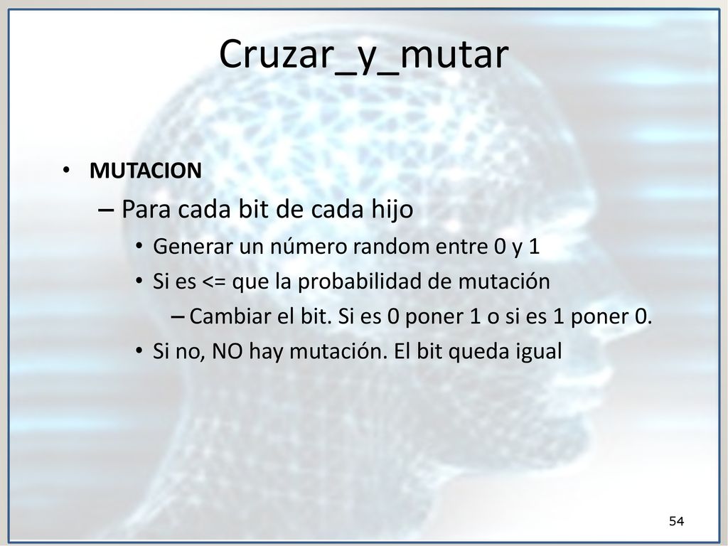 Cruzar_y_mutar Para cada bit de cada hijo MUTACION