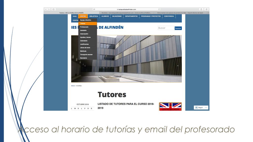 Acceso al horario de tutorías y  del profesorado