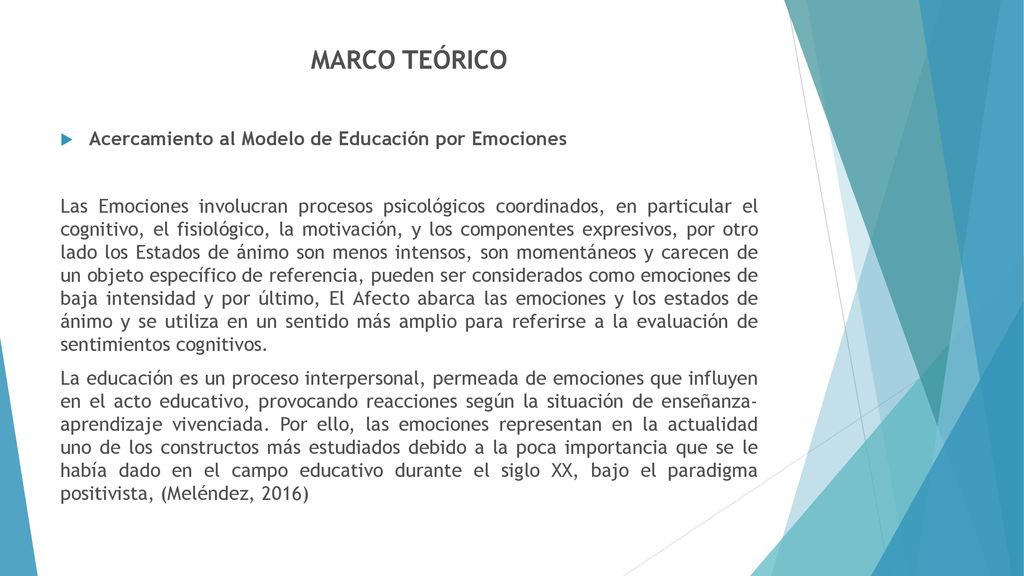 MARCO TEÓRICO Acercamiento al Modelo de Educación por Emociones