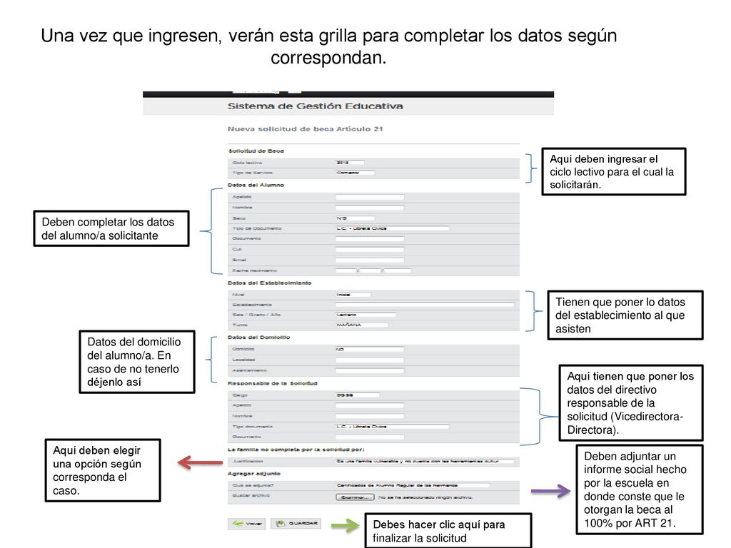 Una vez que ingresen, verán esta grilla para completar los datos según correspondan.