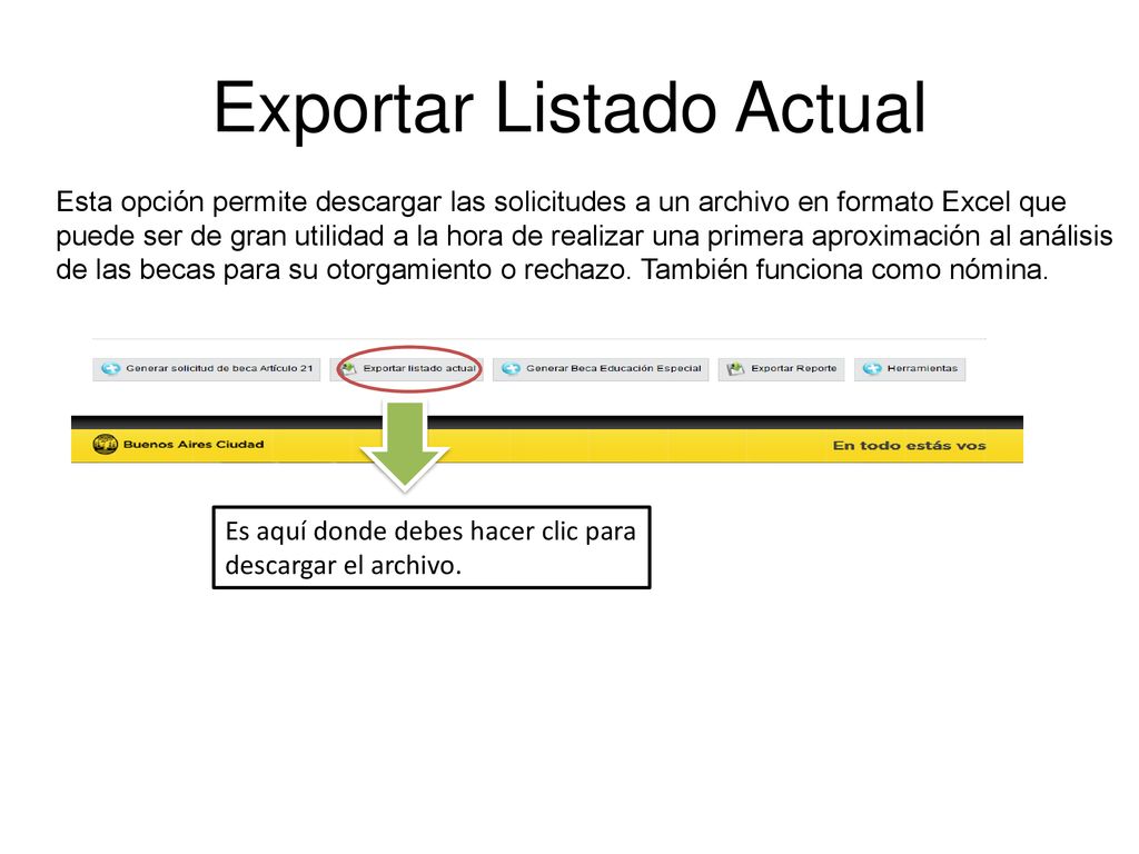 Exportar Listado Actual