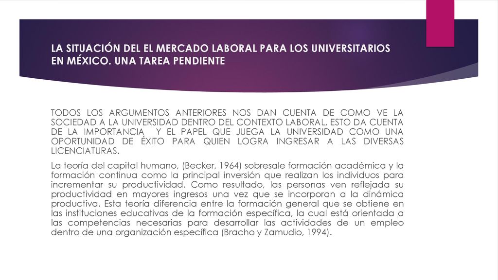 LA SITUACIÓN DEL EL MERCADO LABORAL PARA LOS UNIVERSITARIOS EN MÉXICO