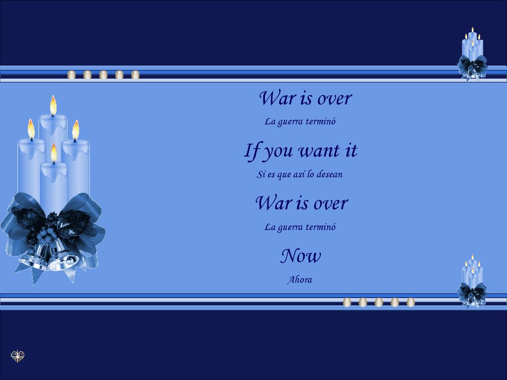 War is over If you want it War is over Now La guerra terminó