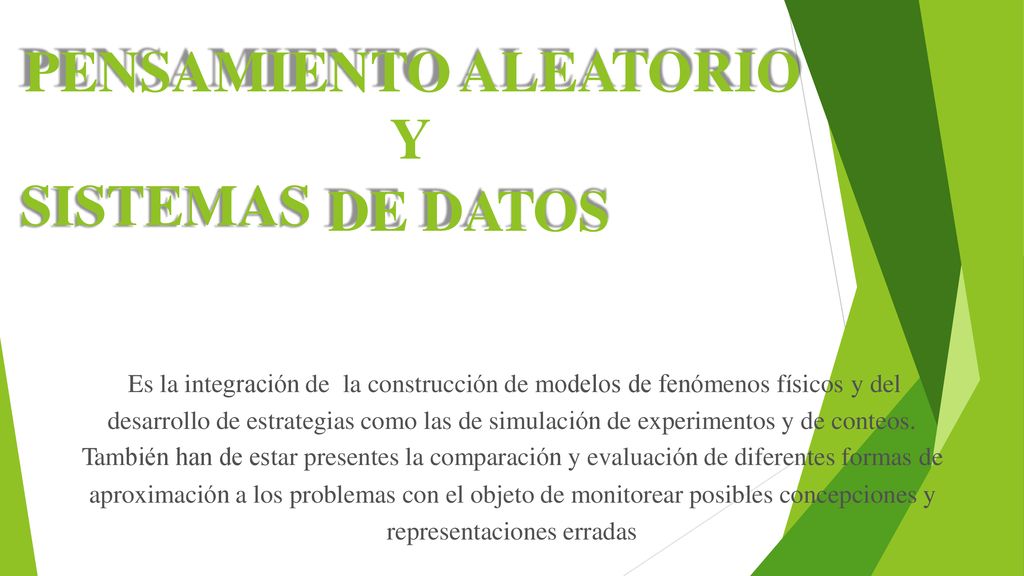 Y PENSAMIENTO ALEATORIO SISTEMAS DE DATOS Es la integración de