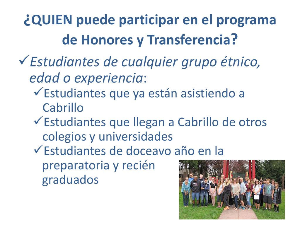 ¿QUIEN puede participar en el programa de Honores y Transferencia