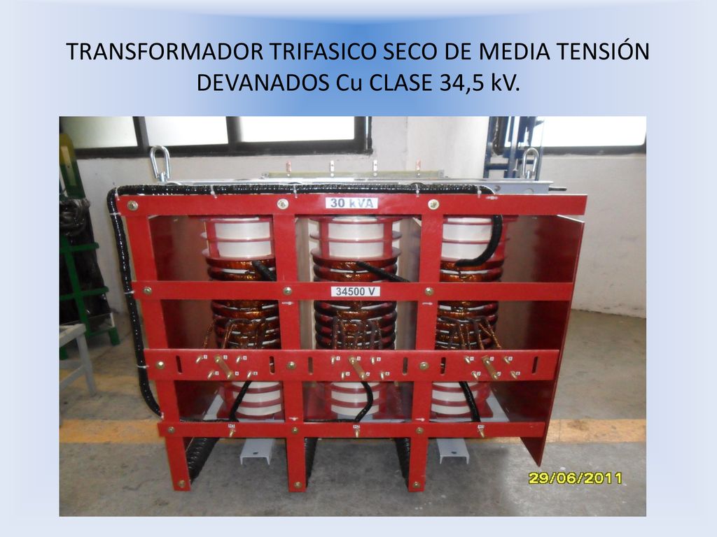 TRANSFORMADOR TRIFASICO SECO DE MEDIA TENSIÓN DEVANADOS Cu CLASE 34,5 kV.