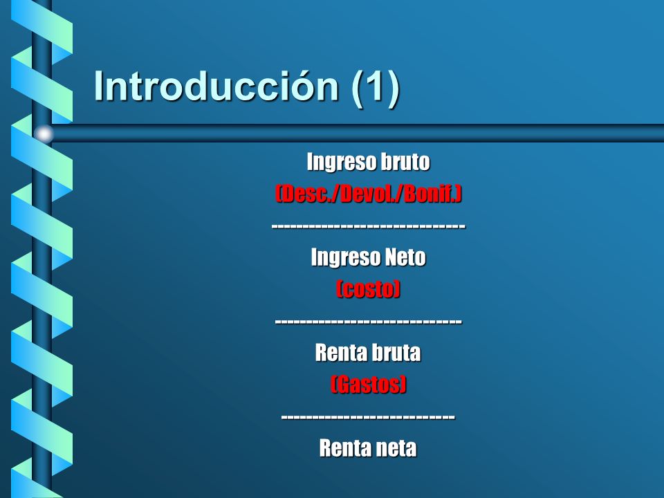 Introducción (1) Ingreso bruto (Desc./Devol./Bonif.)