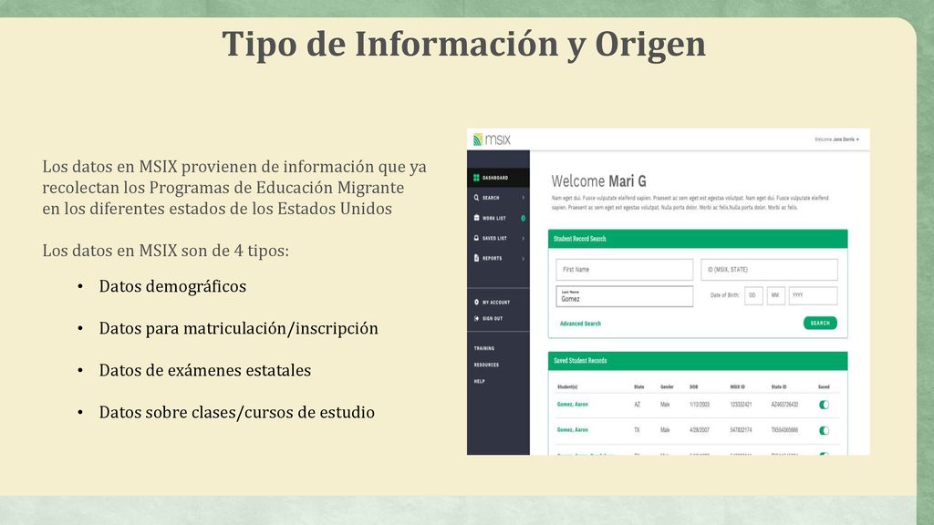 Tipo de Información y Origen